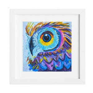 Nature's Own - Colourful Rainbow Owl painting as a print