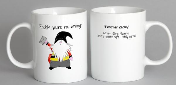 Cornish Gnome Mug - Postman Zackly - ceramic and handprinted