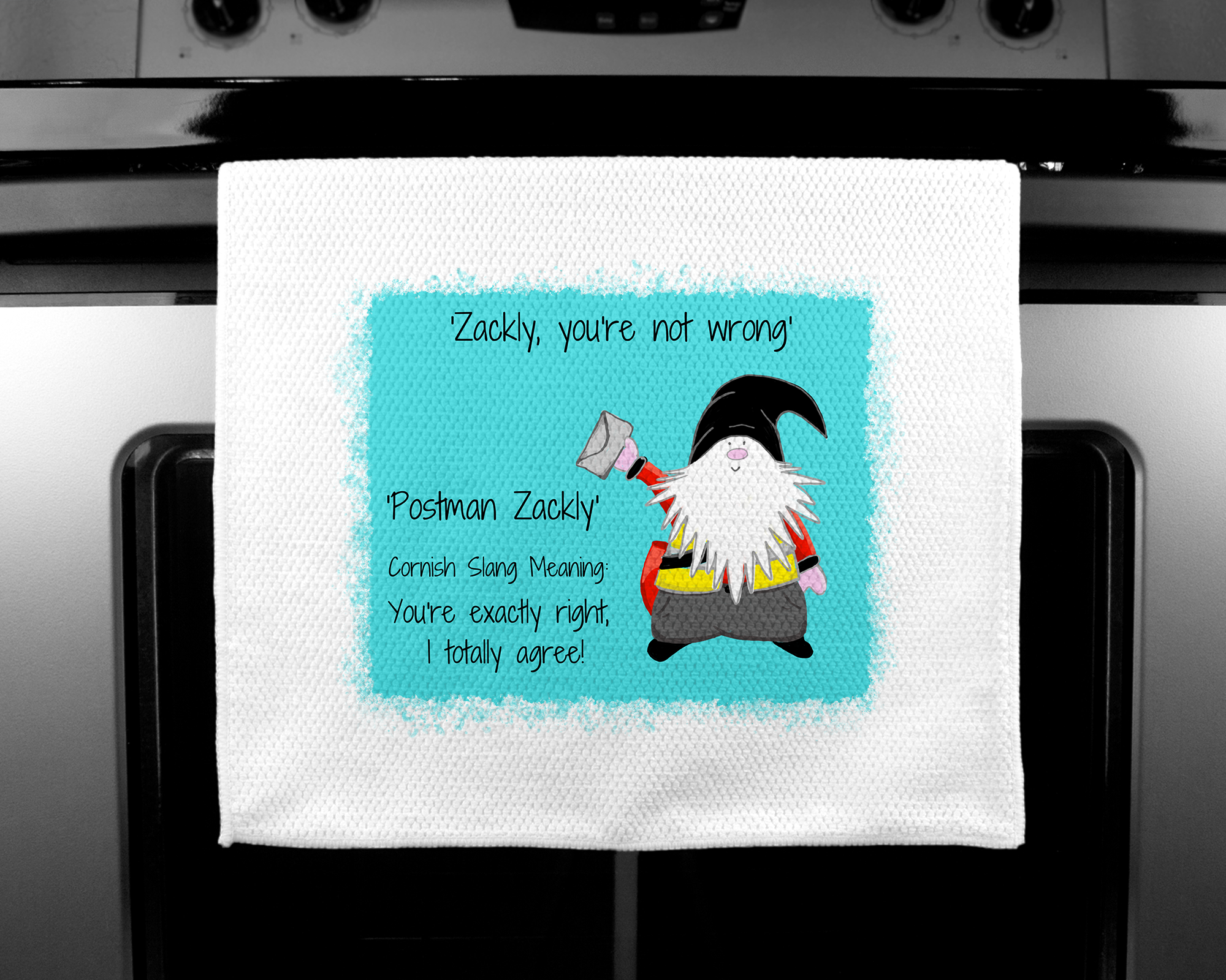 The Cornish Gnome Postman Zackly Teatowel