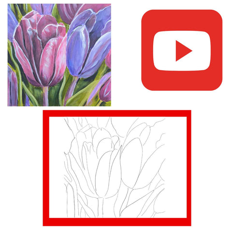 Free!!.. traceable / printable for you tube channel video purple tulips - HartandDesign