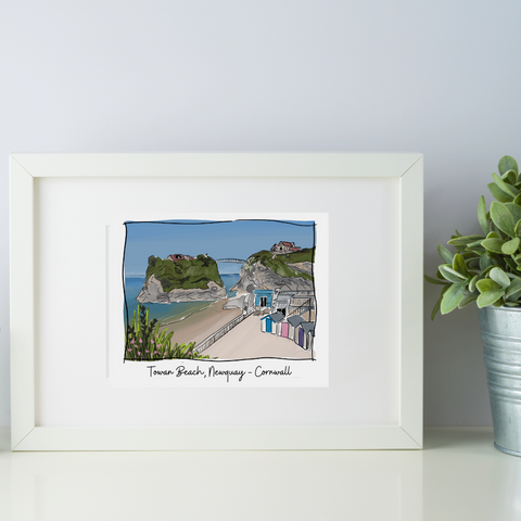 Art of Cornwall - Towan Beach Newquay, Cornwall - Art Print - HartandDesign