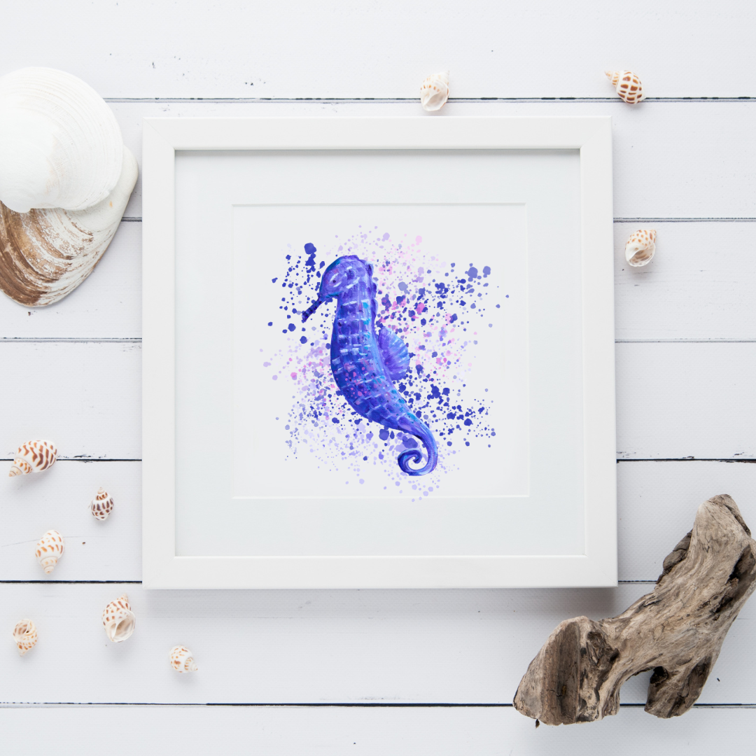 Nature's Own - Seahorse painting as a print version 2 - HartandDesign