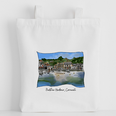 Art of Cornwall - Luxury canvas tote bag, Padstow harbour, handprinted in Cornwall- Cornish Gift - HartandDesign