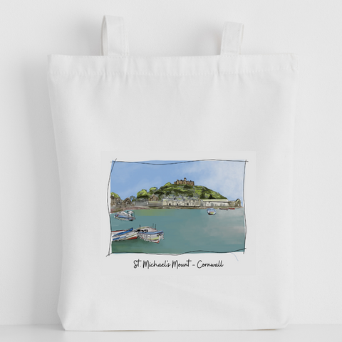 Art of Cornwall - Luxury canvas tote bag, St Michael's Mount, handprinted in Cornwall- Cornish Gift - HartandDesign