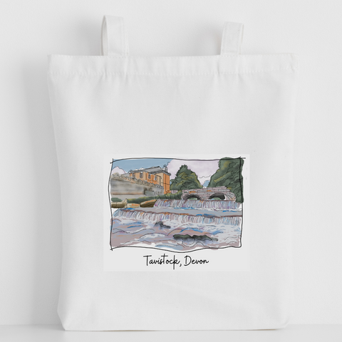 Art of UK - Luxury canvas tote bag, Tavistock, handprinted- Devon Gift - HartandDesign