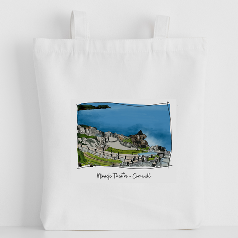 Art of Cornwall - Luxury canvas tote bag, Minack Theatre, handprinted in Cornwall- Cornish Gift - HartandDesign