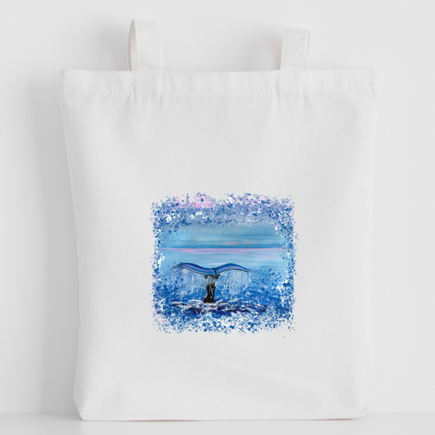 Nature's Own - Luxury canvas tote bag, Whale Tail painting, handprinted in Cornwall - HartandDesign