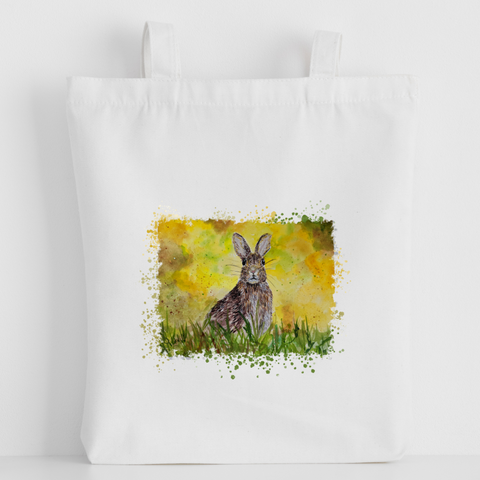 Nature's Own - Luxury canvas tote bag, Field Rabbit, handprinted in Cornwall - HartandDesign