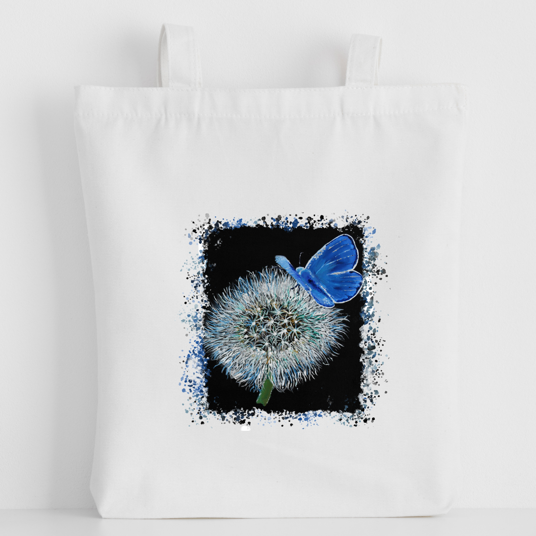 Nature's Own - Luxury canvas tote bag, Butterfly Dandelion, handprinted in Cornwall - HartandDesign