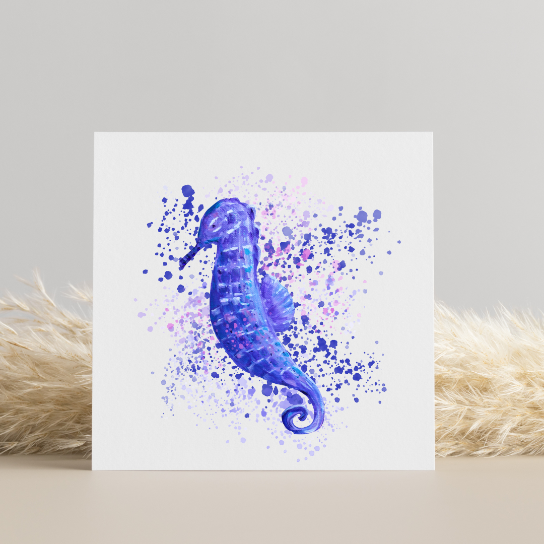 Nature's Own - Seahorse Painting - Greetings Card version 2 - HartandDesign