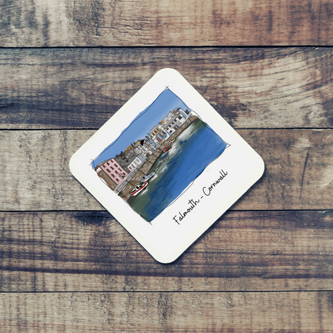Art of Cornwall coaster, Falmouth Harbour Painting, Cornwall - HartandDesign