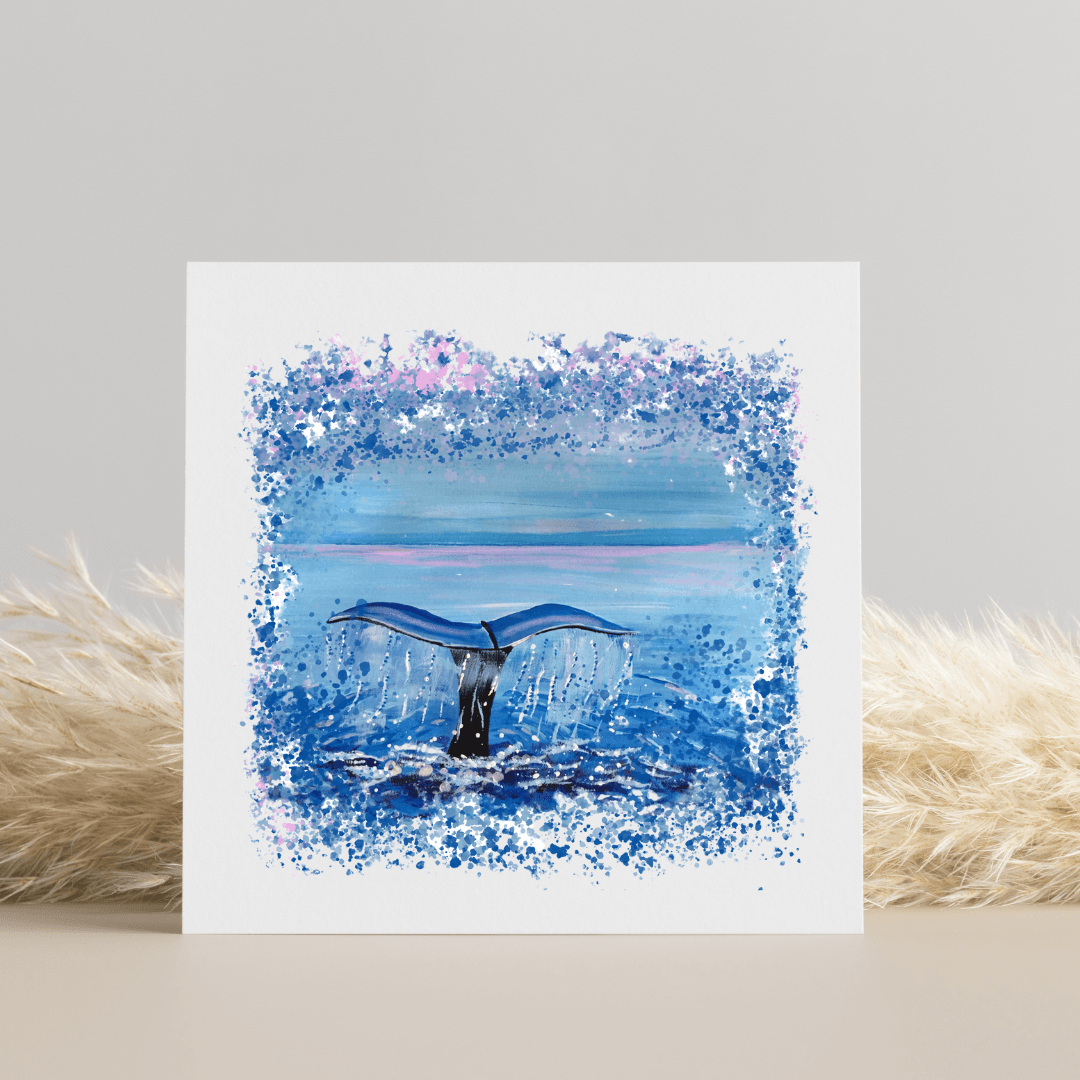 Nature's Own - Whale Tail Painting - Greetings Card - HartandDesign