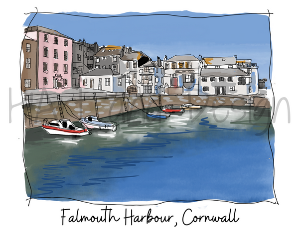 Art of Cornwall magnet, Falmouth Harbour Cornwall - Cornish Gift - HartandDesign