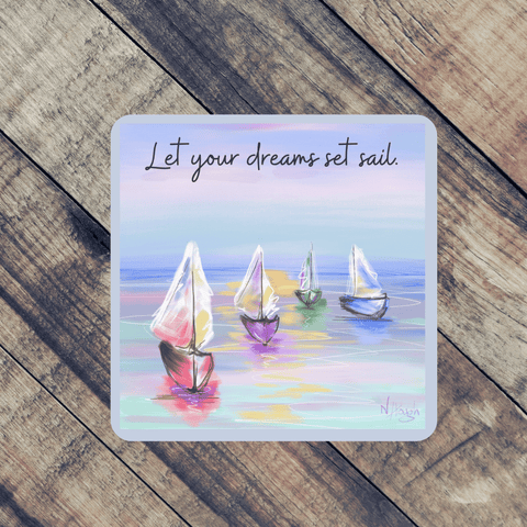 Quote Art Coaster, Set Sail - HartandDesign