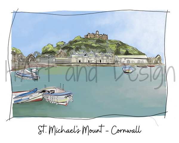 Art of Cornwall magnet, St Michael's Mount, Marazion, Cornwall - Cornish Gift - HartandDesign