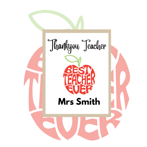 Teacher Thank You Bright White A6 card - word apple - HartandDesign