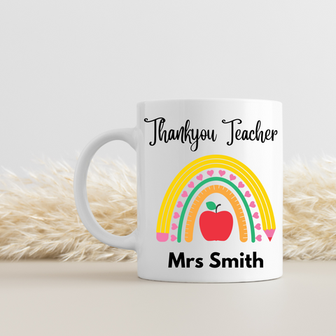 Personalised Teacher Thank You Present - White ceramic mug - HartandDesign