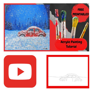 FREE! VW Beetle Traceable for an acrylic painting tutorial - HartandDesign