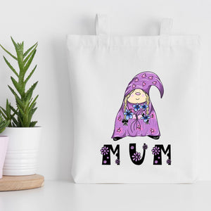 Mothers Day Gnome Tote Bag - Designer drawn and handprinted - HartandDesign