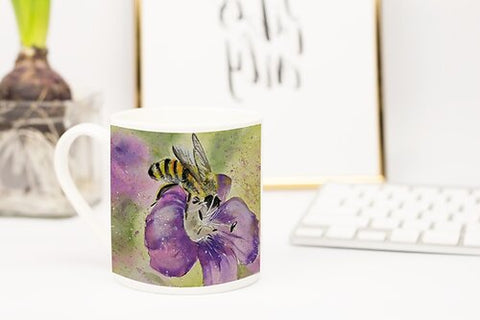 Nature's own Mugs -Bone China mugs - Bumble Bee on flower - HartandDesign