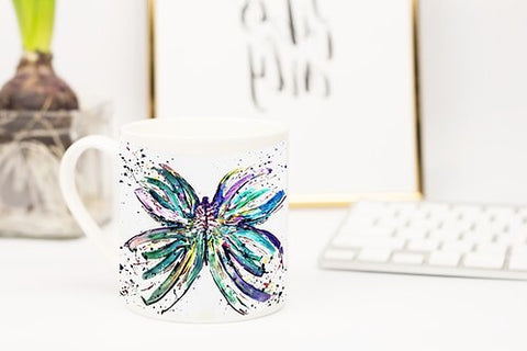 Nature's Own -Bone China mug - Butterfly Bright - HartandDesign