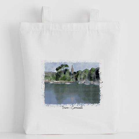 Art of Cornwall - Luxury canvas tote bag, Malpas Truro Painting, handprinted in Cornwall - Cornwall Gift - HartandDesign