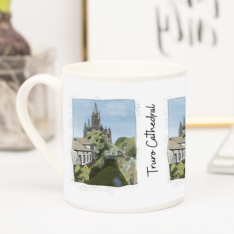 Art of Cornwall, Bone China Mug, Truro Cathedral Painting, Cornwall - HartandDesign