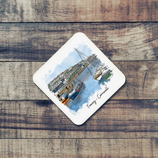 Art of Cornwall coaster, Fowey painting, Cornwall - HartandDesign