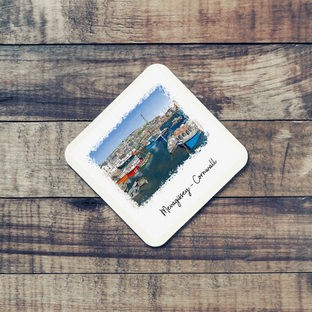 Art of Cornwall coaster, Mevagissey Painting, Cornwall - HartandDesign