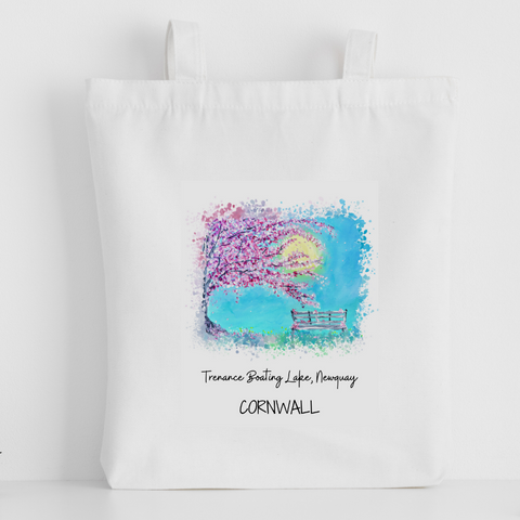 Art of Cornwall - Luxury canvas tote bag, Trenance Boating Lake, Newquay, handprinted in Cornwall - HartandDesign