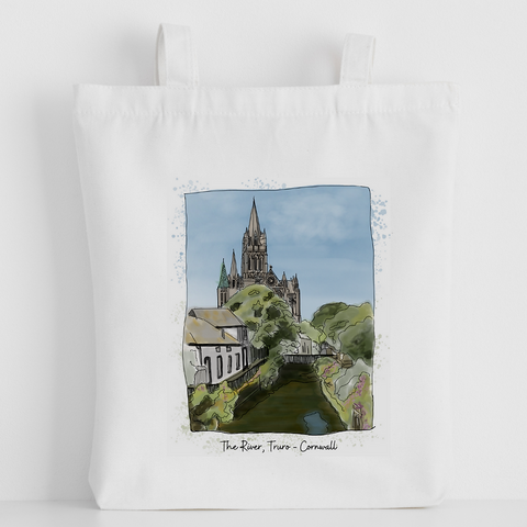 Art of Cornwall - Luxury canvas tote bag, Truro Cathedral Painting, handprinted in Cornwall - HartandDesign