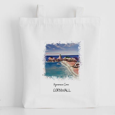 Art of Cornwall - Luxury canvas tote bag, Kynance Cove, Newquay, handprinted in Cornwall- Cornish Gift - HartandDesign