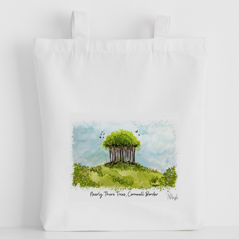 Art of Cornwall - Luxury canvas tote bag, Nearly There Trees Painting, handprinted in Cornwall - Cornish gift - HartandDesign