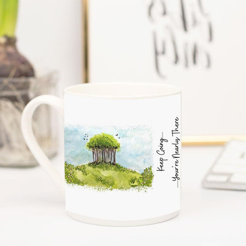 Quote Art Bone China Mug, Nearly There Trees painting with quote - HartandDesign