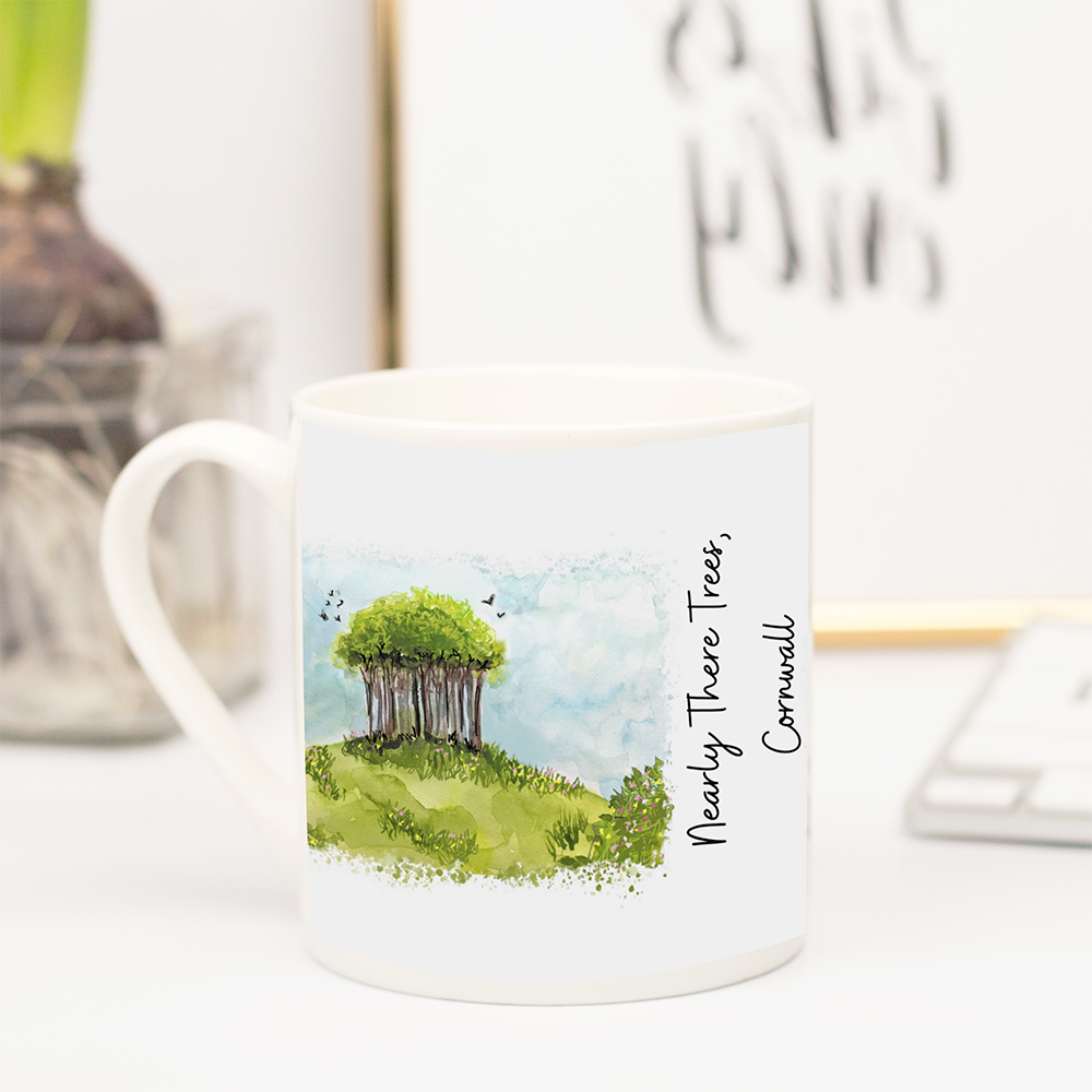 Art of Cornwall, Bone china mug, Nearly There Trees Painting Painting, Cornwall - HartandDesign