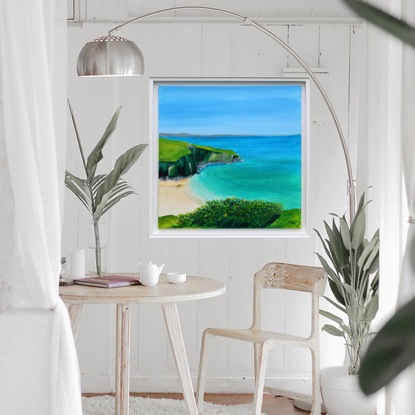 Art of Cornwall - Mawgan Porth Beach painting | The original painting of 'A Sense of Mawgan Porth' - HartandDesign