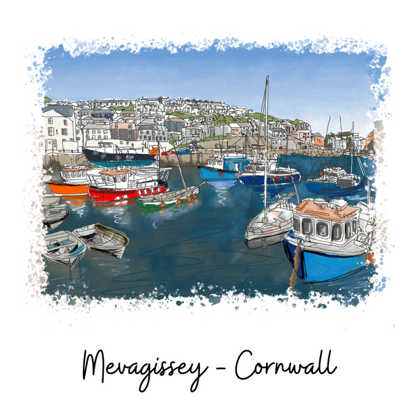 Art of Cornwall coaster, Mevagissey Painting, Cornwall - HartandDesign