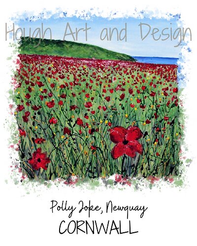 Art of Cornwall magnet, Polly Joke Poppies, Newquay, Cornwall - Cornish Gift - HartandDesign