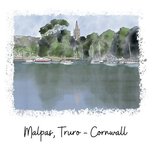 Art of Cornwall magnet, Malpas Truro painting, Cornwall - Cornish Gift - HartandDesign