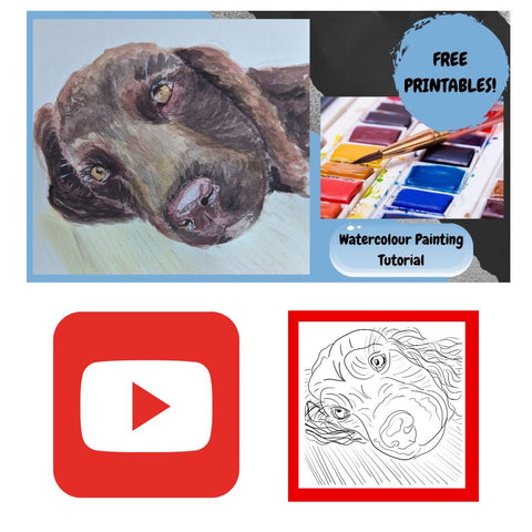 Free!!.. dog adult colouring page / traceable / printable for you tube watercolour tutorial - HartandDesign