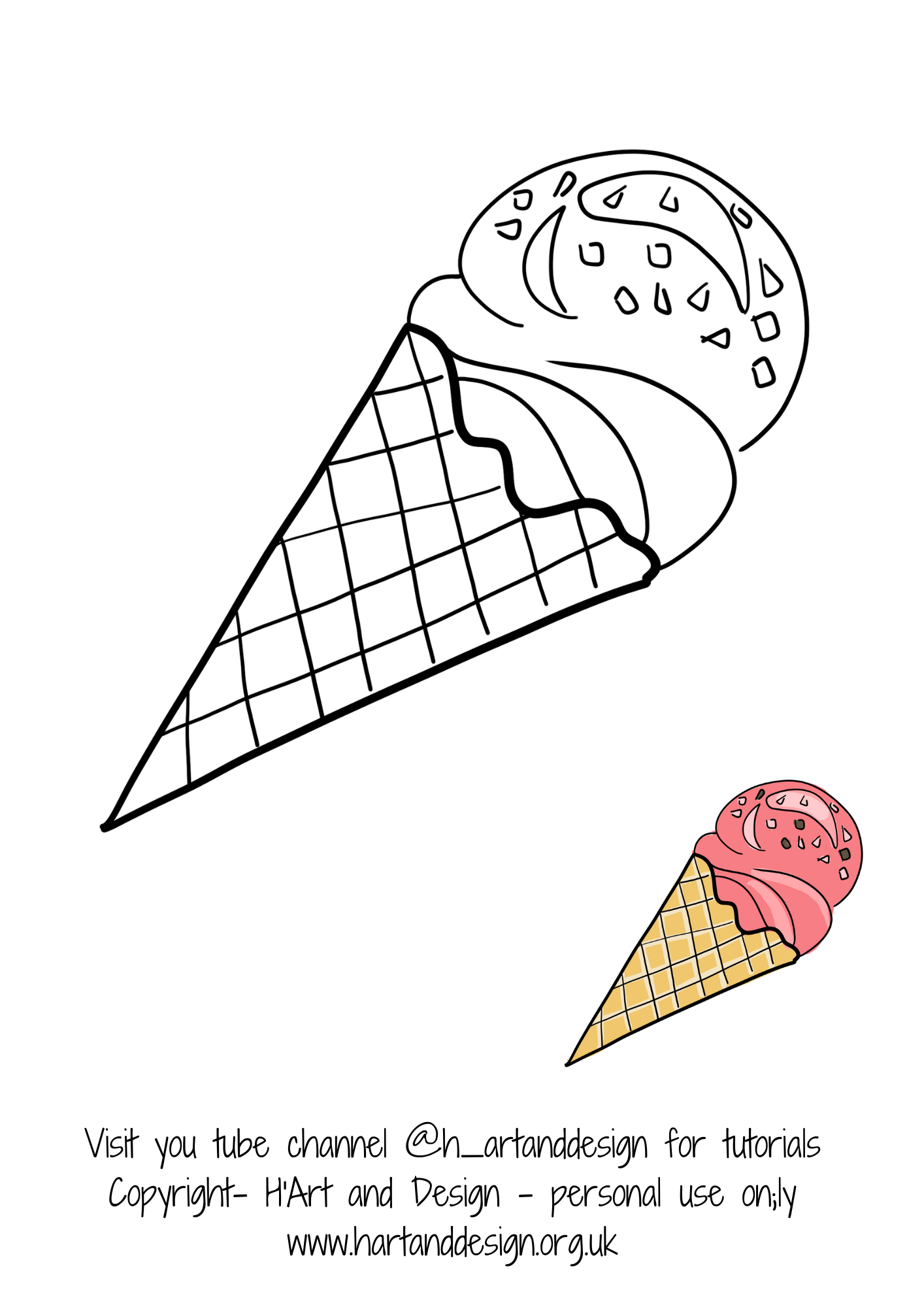 Free.. adult colouring page / traceable / printable ice cream - HartandDesign