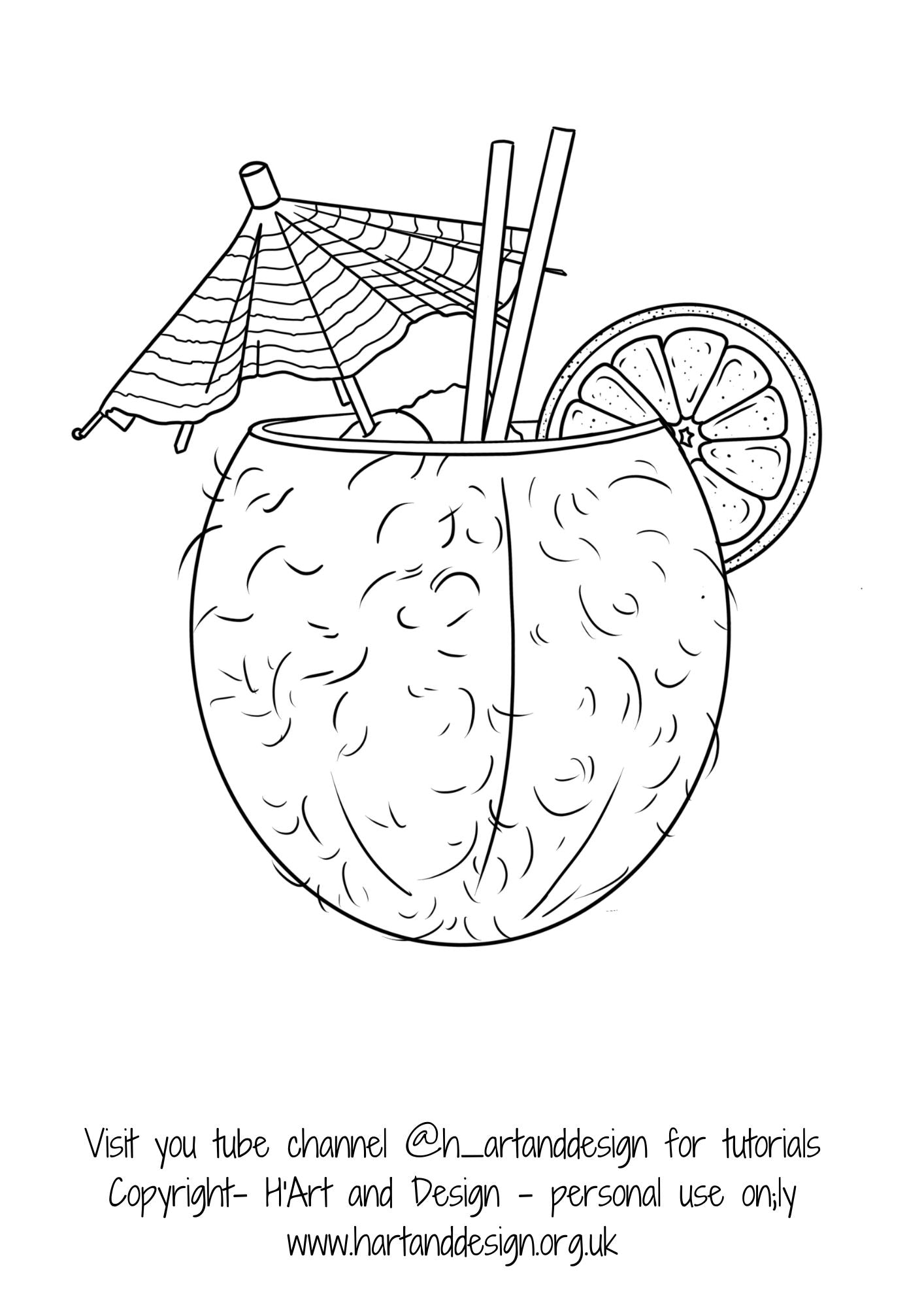 Free.. adult colouring page / traceable / printable punch drink - HartandDesign