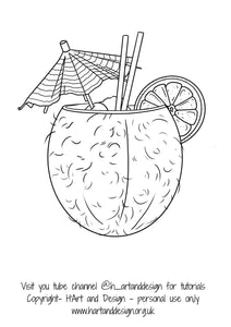 Free.. adult colouring page / traceable / printable punch drink - HartandDesign