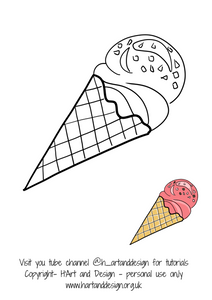 Free.. adult colouring page / traceable / printable ice cream - HartandDesign