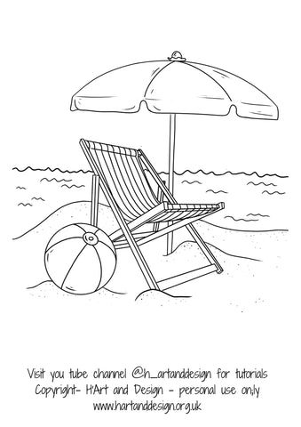 Free.. adult colouring page / traceable / printable deck chair - HartandDesign