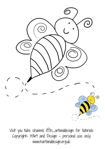 Free.. adult colouring page / traceable / printable bumble bee - HartandDesign